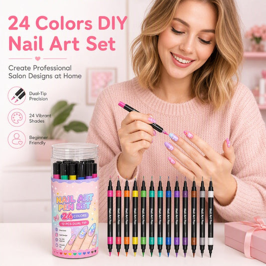 💅24 Colors Nail Design Pens – DIY Nail Decoration & Art Kit🎁